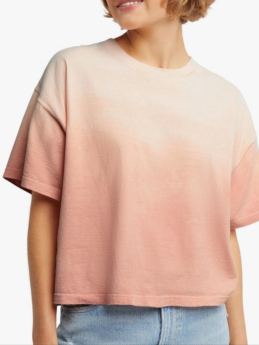 Hanes Originals Garment Washed T-Shirt, Crewneck Crop Tees for Women